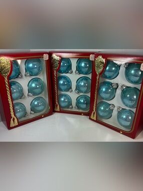 The Victoria Collection Rauch Blue Round Ball Ornaments 2.5" HTF 3 Sets Of 6
